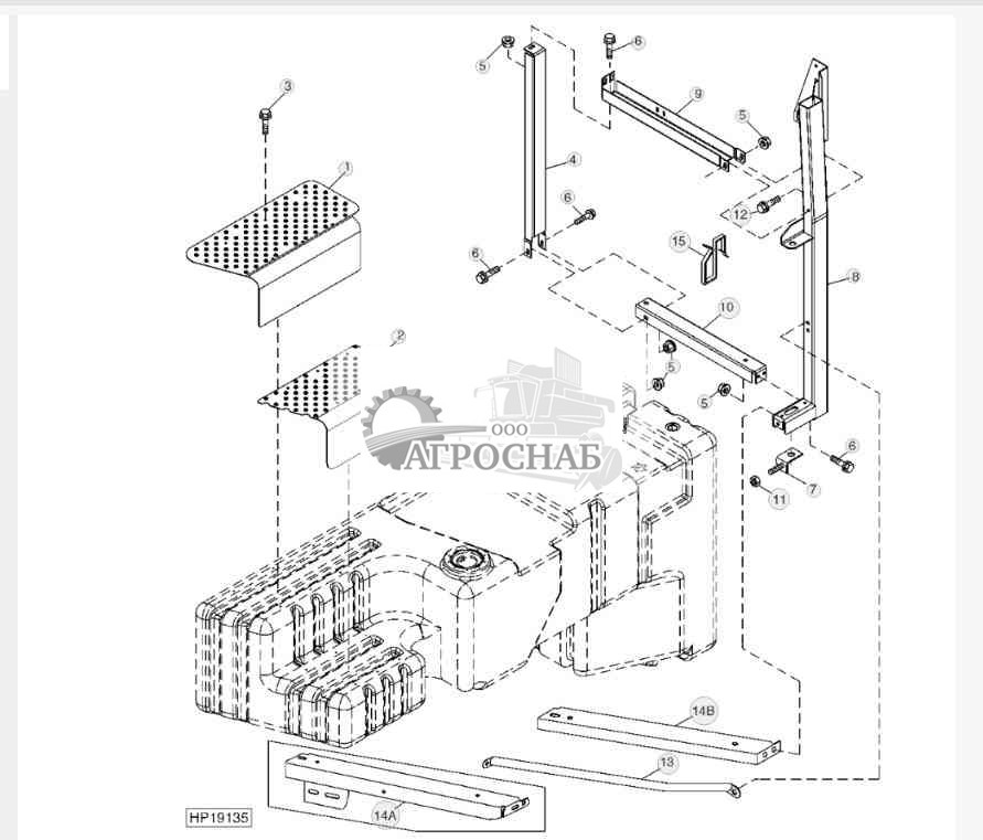 Ступеньки топливного бака и монтажные кронштейны 